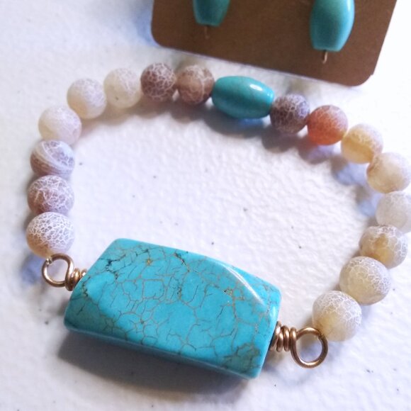 SET!!! Turquoise & Earth Desert Dreams | Bracelet & Earrings | Boho SouthWestern - Picture 4 of 8